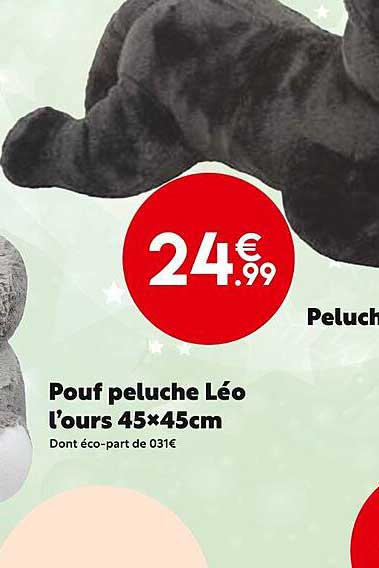 Pouf Peluche Léo L'ours 45 X 45 Cm