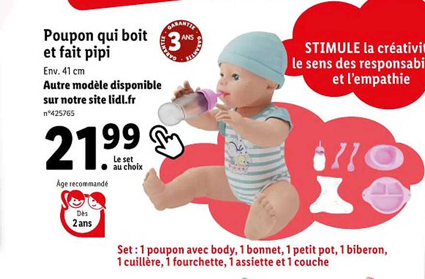 poupon qui boit et fait pipi