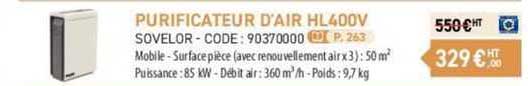 purificateur d'air hl400v sovelor