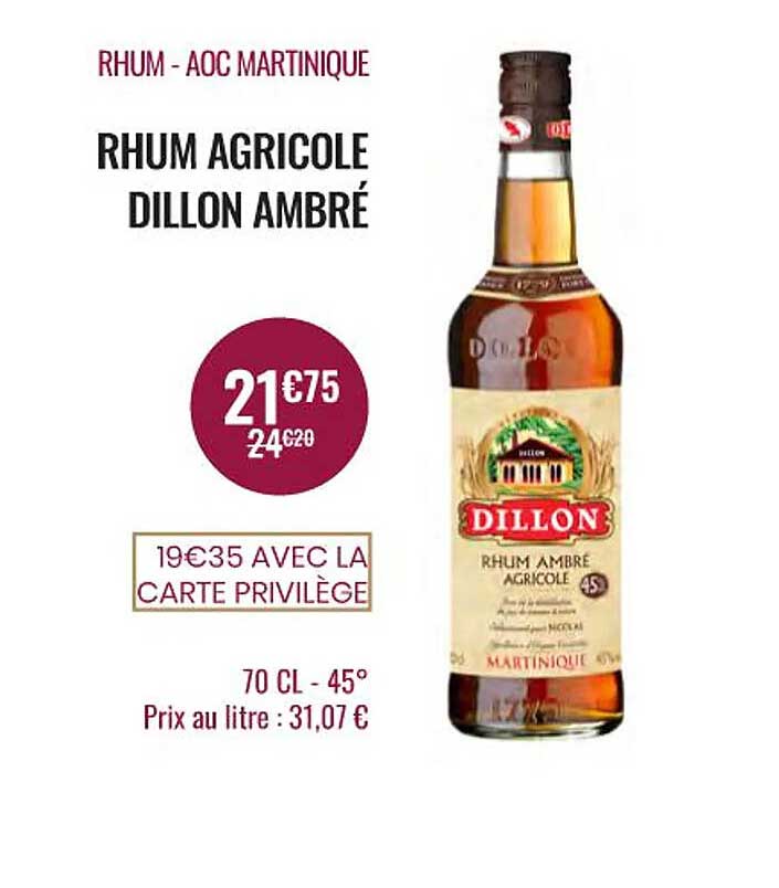 Rhum Agricole Dillon Ambré