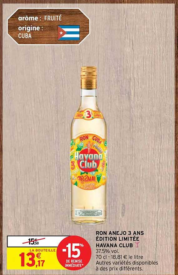 ron anejo 3 ans édition limitée havana club