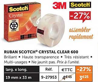 Ruban Scotch Crystal Clear 600