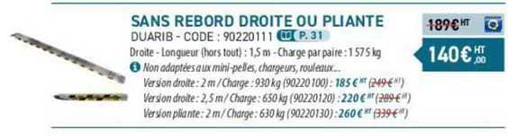 sans rebord droite ou pliante duarib