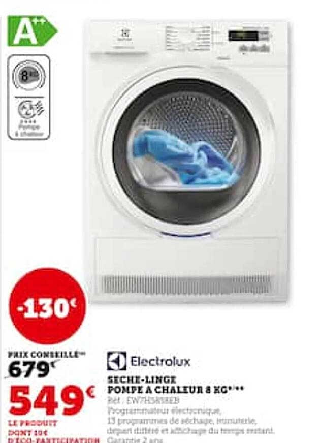 sèche-linge pompe à chaleur 8 kg electrolux
