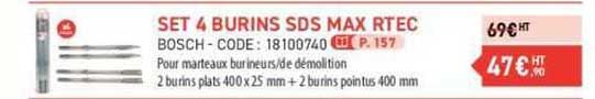 set 4 burins sds max rtec bosch
