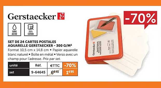 set de 24 cartes postales aquarelle gerstaecker - 300 g/m²