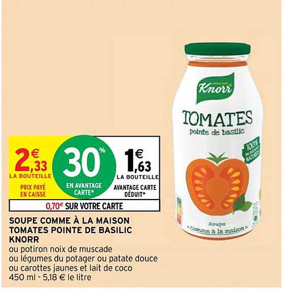 soupe comme à la maison tomates pointe de basilic knorr