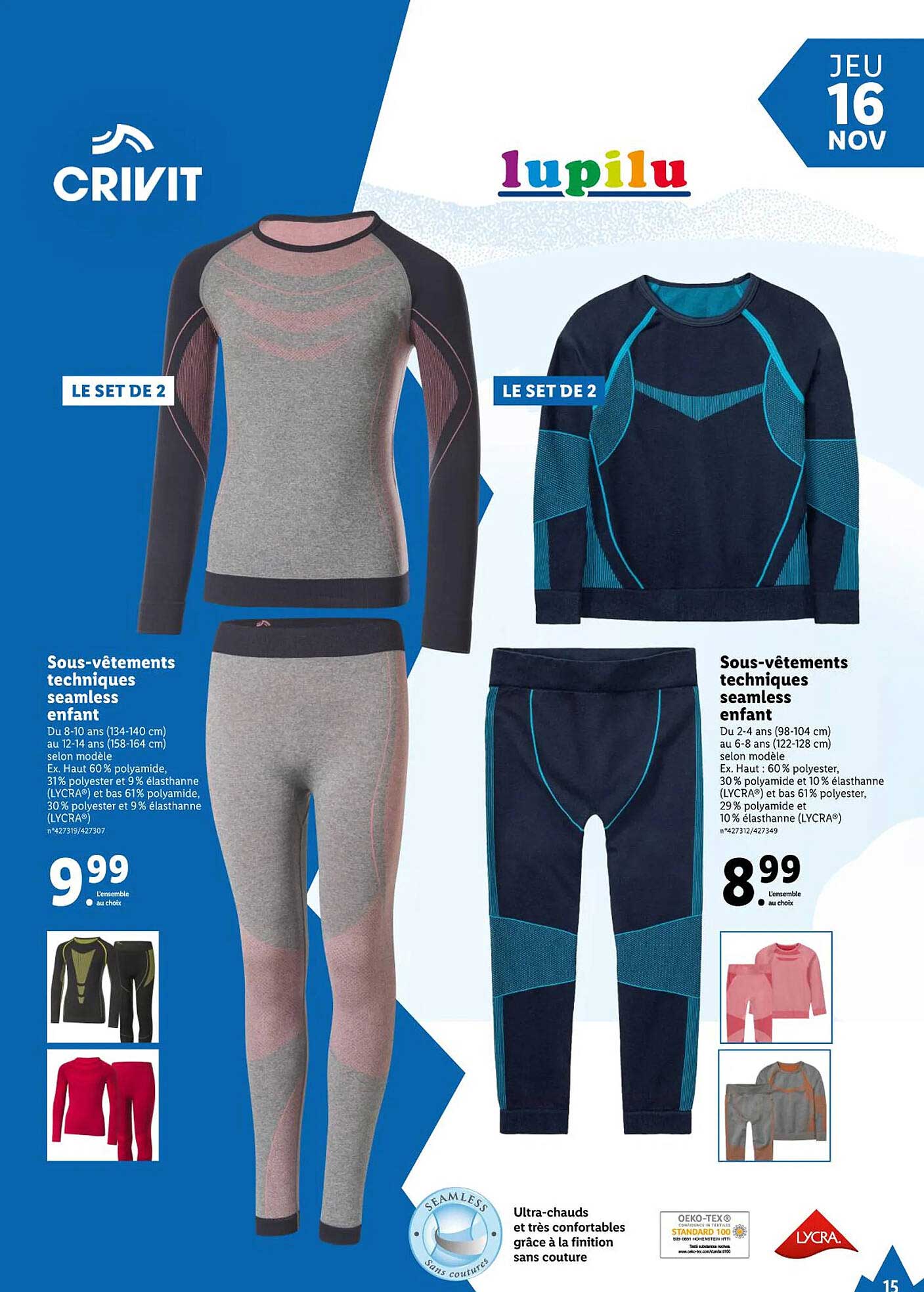 sous-vêtements techniques seamless enfant