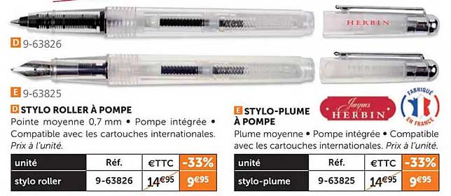 stylo roller à pompe, stylo-plume à pompe
