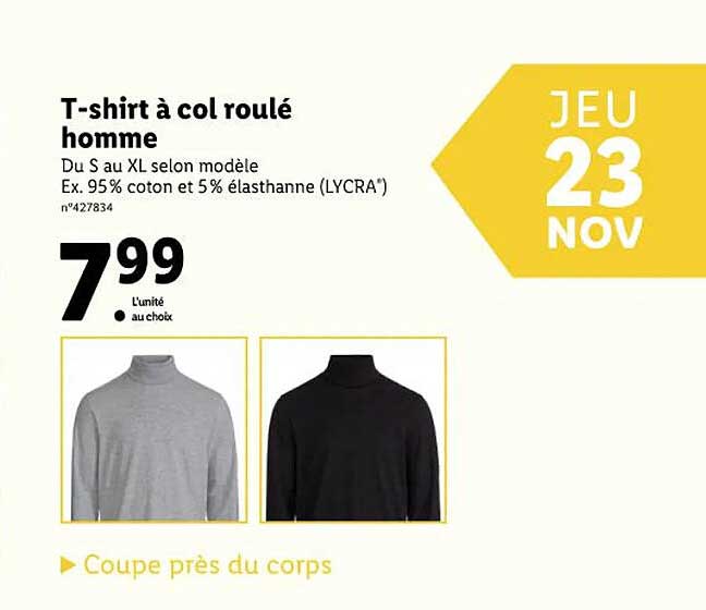 t-shirt à col roulé homme