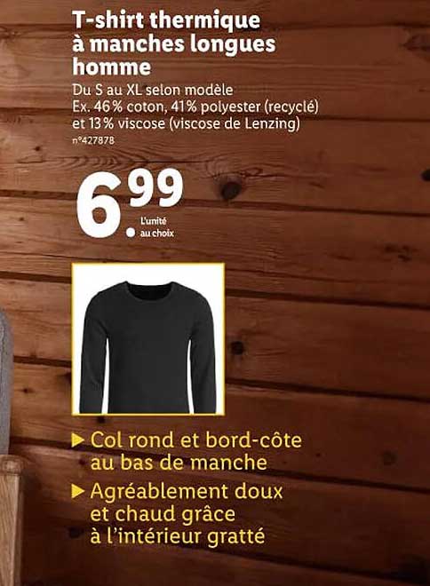 t-shirt thermique à manches longues homme