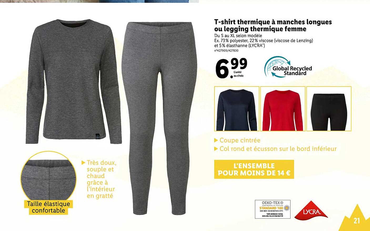 t-shirt thermique à manches longues ou legging thermique femme