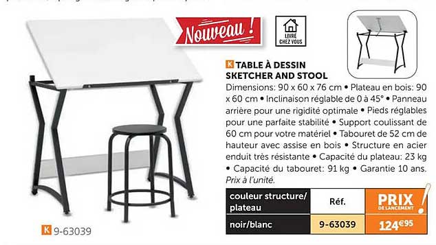 table à dessin sketcher and stool