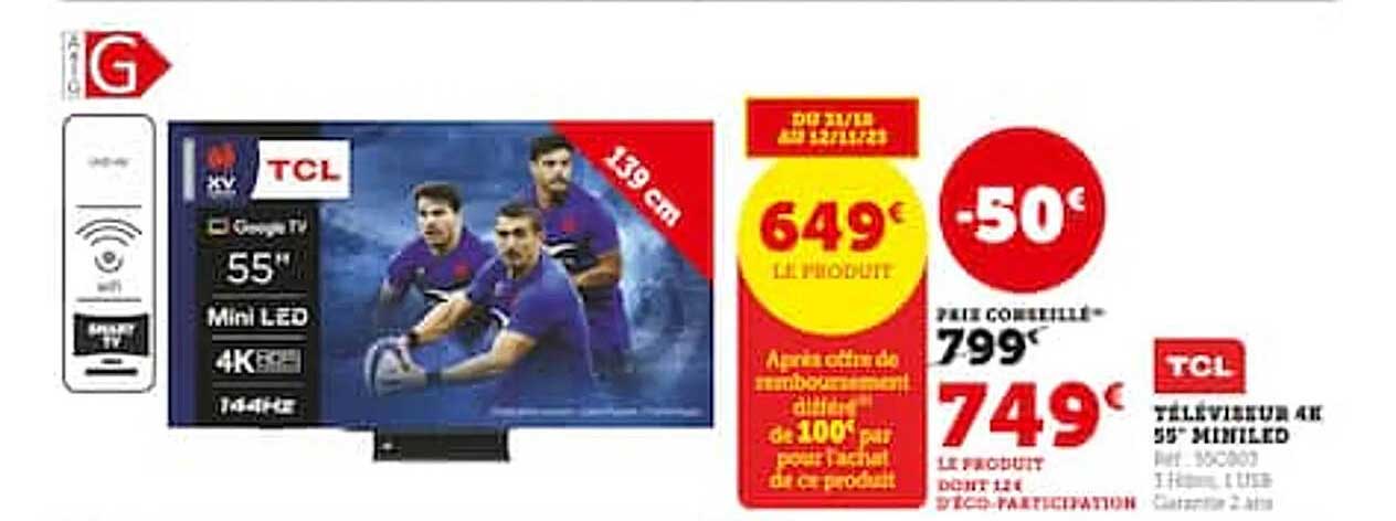 Téléviseur 4k 55" Miniled Tcl