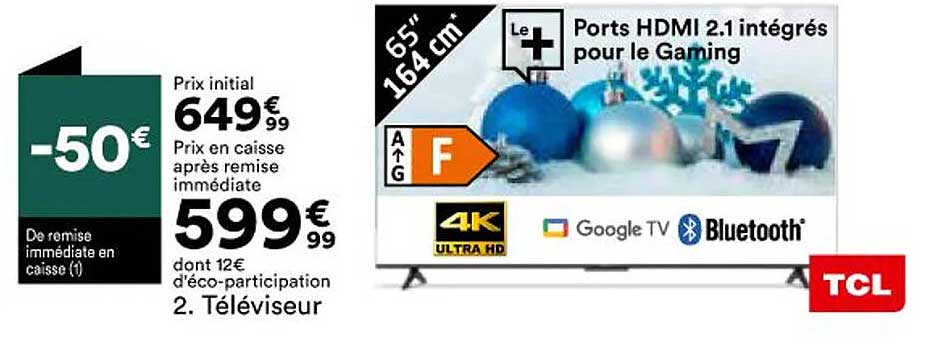 Téléviseur Tcl 65" 164 Cm