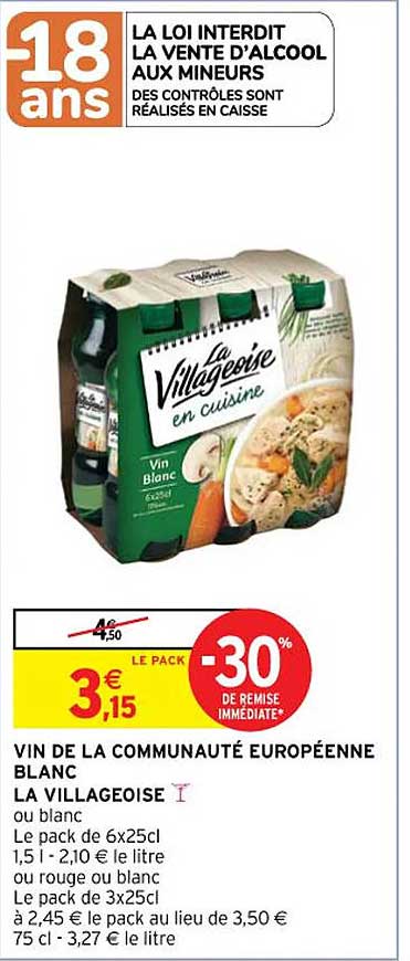 vin de la communauté européenne blanc la villageoise