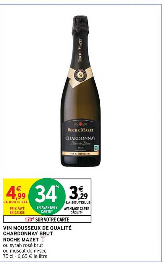 vin mousseux de qualité chardonnay brut roche brut