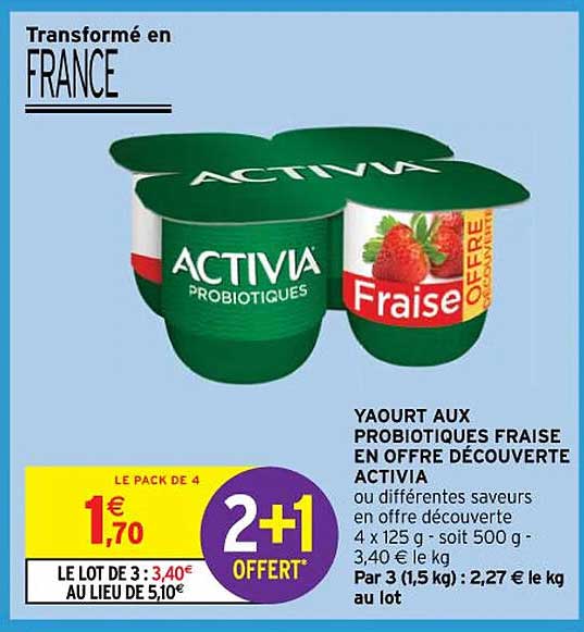 Yaourt Aux Probiotiques Fraise En Offre Découverte Activia