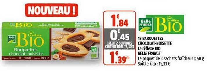 18 barquettes chocolat-noisette le réflexe bio belle france