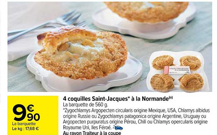 4 coquilles saint-jacques à la normande