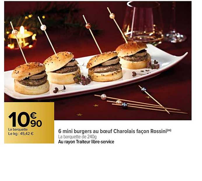6 mini burgers au bœuf charolais façon rossini