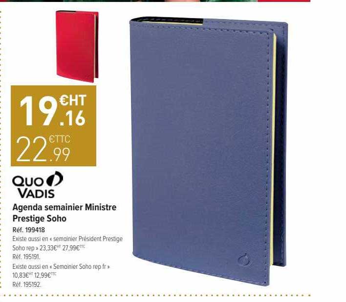 agenda semainier ministra prestige soho quo vadis