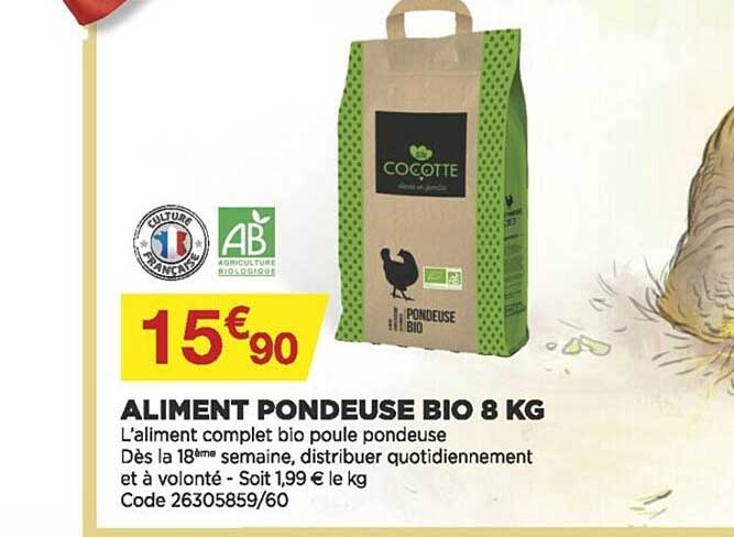 aliment pondeuse bio 8 kg cocotte