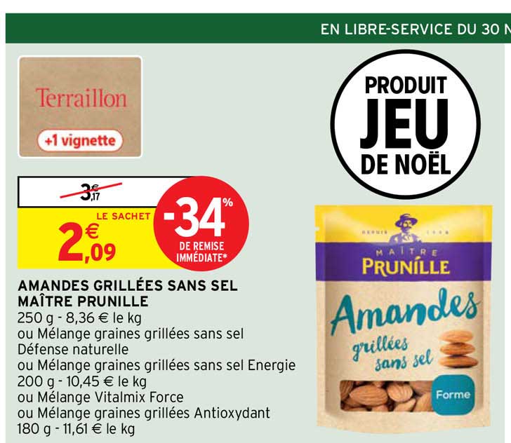 amandes grillées sans sel maître prunille