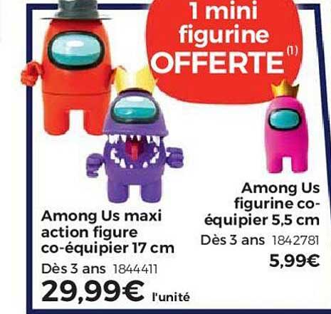 among us maxi action figure co-équipier 17 cm, among us figurine co-équipier 5,5 cm