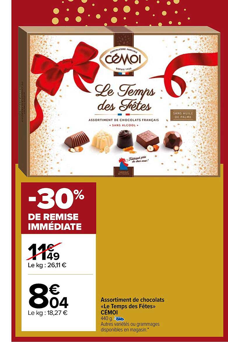 assortiment de chocolats «le temps des fêtes» cémoi