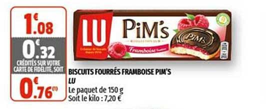 Biscuits Fourrés Framboise Pim's Lu