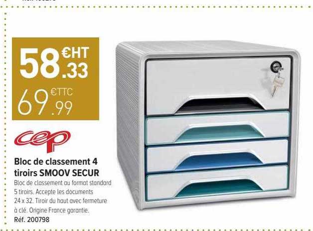 bloc de classement 4 tiroirs smoov secur cep