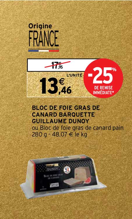 bloc de foie gras de canard barquette guillaume dunoy