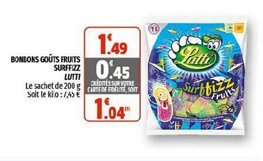 bonbons goûts fruits surfizz lutti