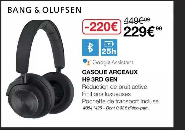 casque arceaux h9 3rd gen bang & olufsen
