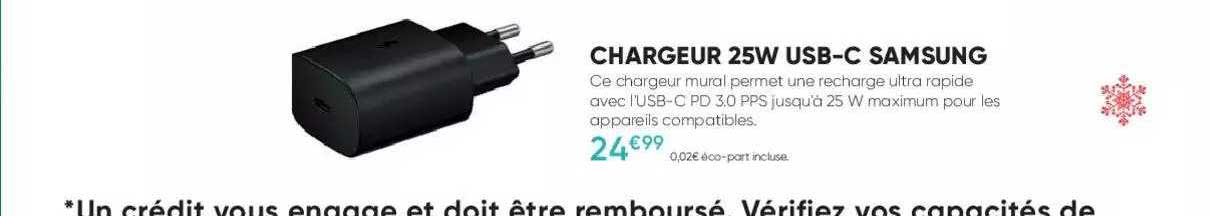 chargeur 25w usb-c samsung