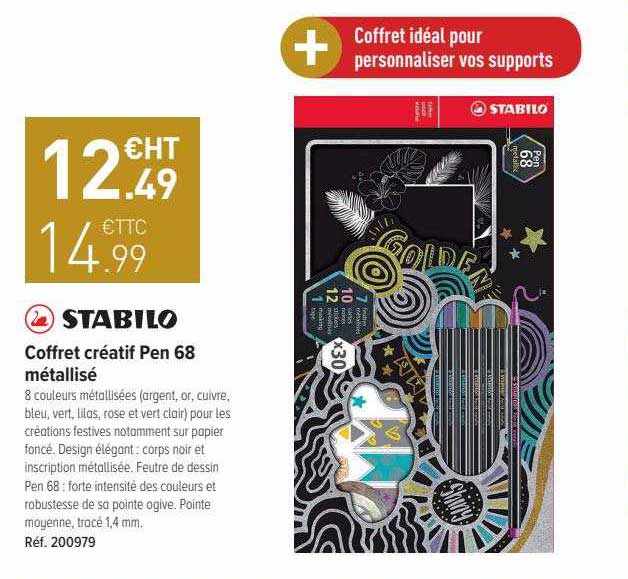 coffret créatif pen 68 métallisé stabilo