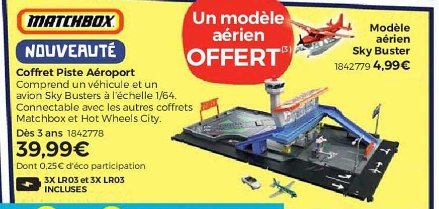 coffret piste aéroport matchbox , modèle aérien sky buster