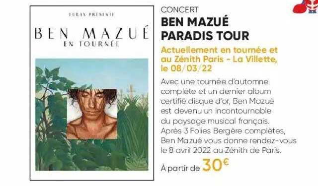concert - ben mazué paradis tour