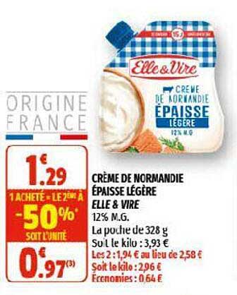 Crème De Normandie épaisse Légère Elle & Vire