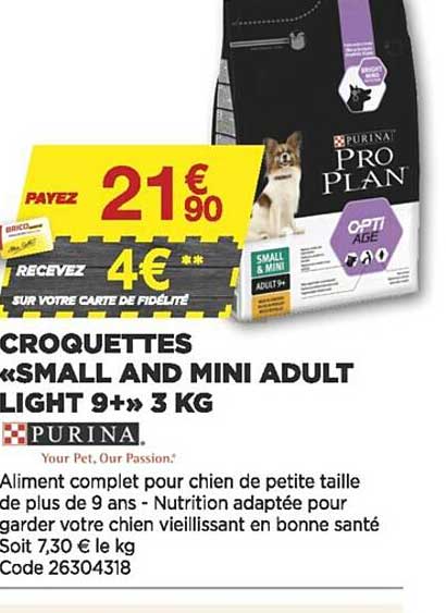 croquettes «small and mini adult light 9+» 3 kg purina