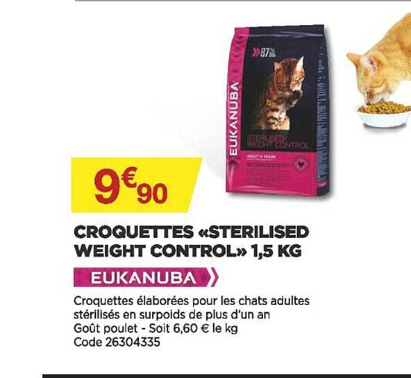 croquettes «sterilised weight control» 1,5 kg eukanuba