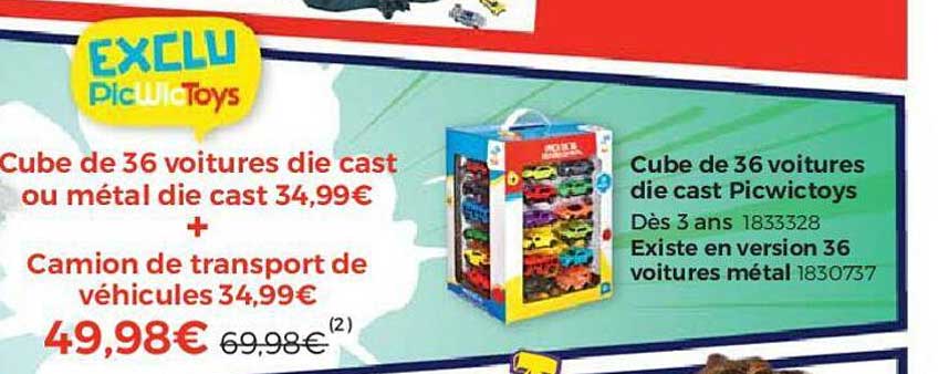 cube de 36 voitures die cast picwictoys , en version 36 voitures métal