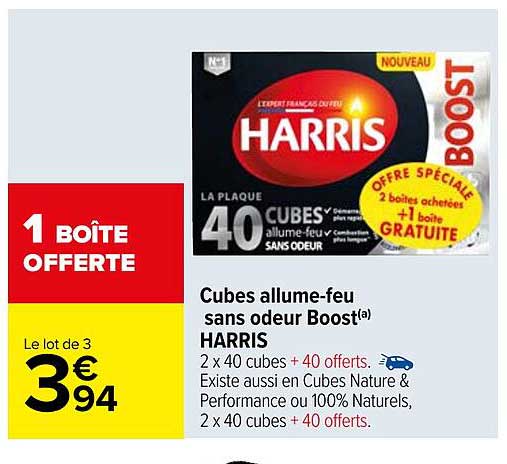 cubes allume-feu sans odeur boost harris