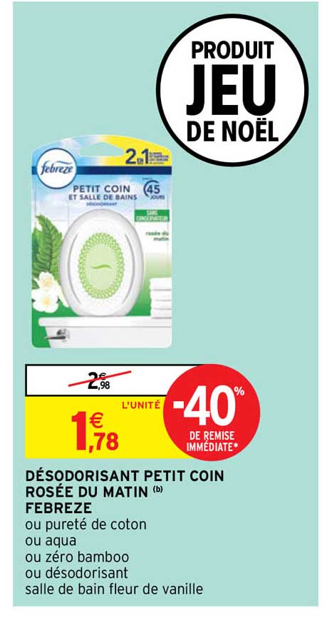 désodorisant petit coin rosée du matin febreze