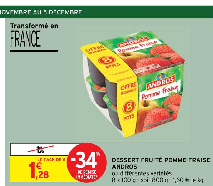 Dessert Fruité Pomme-fraise Andros