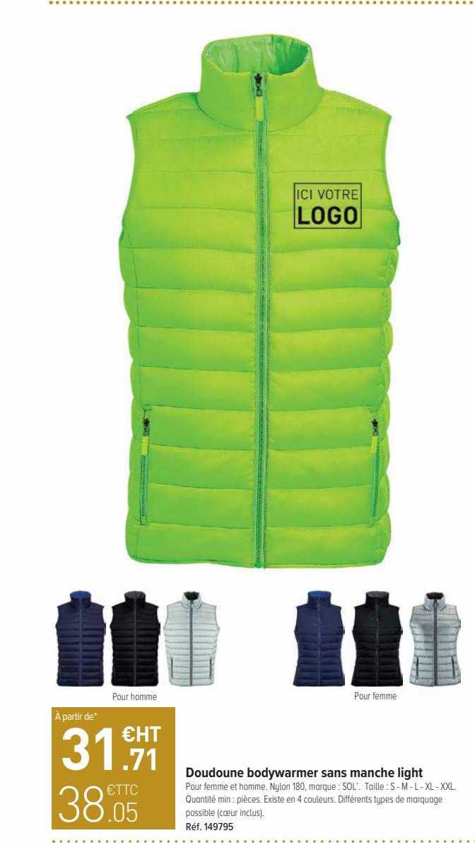 doudoune bodywarmer sans manche light