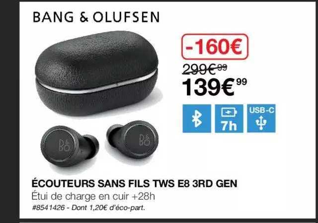 écouteurs sans fils tws e8 3rd gen bang & olufsen