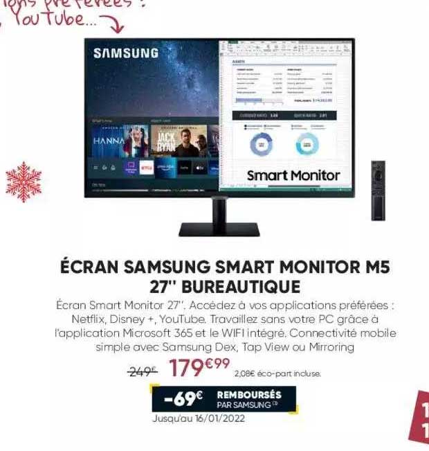 écran samsung smart monitor m5 27" bureautique