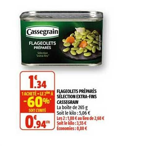 flageolets préparés sélection extra-fins cassegrain